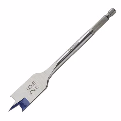 Irwin Blue Groove 4X Wood Drill Flat Bit, Silver and Blue, Diameter: 25 mm, Length: 15.2 cm