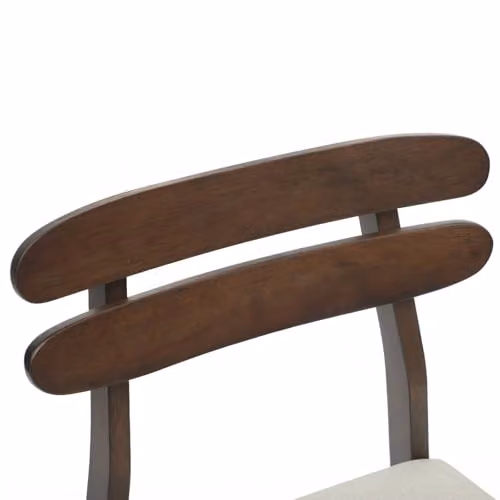 vidaXL Set of 2 Vintage Dining Chairs in Brown Lacquered Solid Rubberwood with Fabric Seating – 5