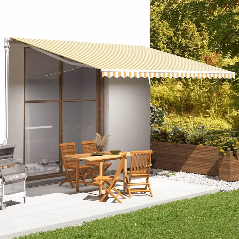 Berkfield Home Replacement Awning Fabric in Yellow and White, Polyester, W: 5 m, D: 3.5 m