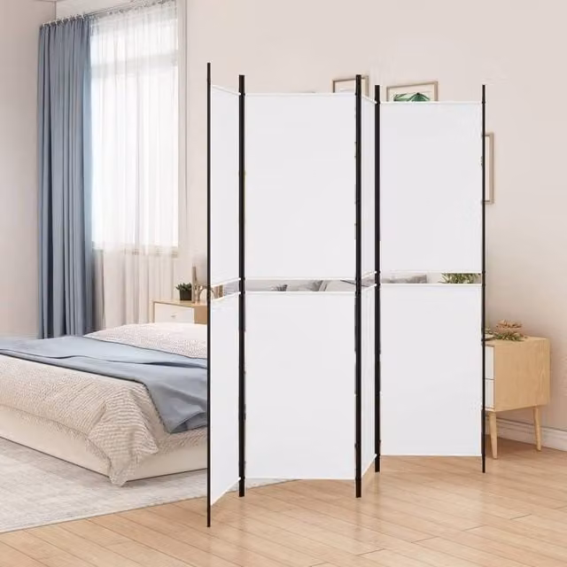 Berkfield Home 4-Panel Fabric Room Divider, White, W/H: 200 x 200 cm