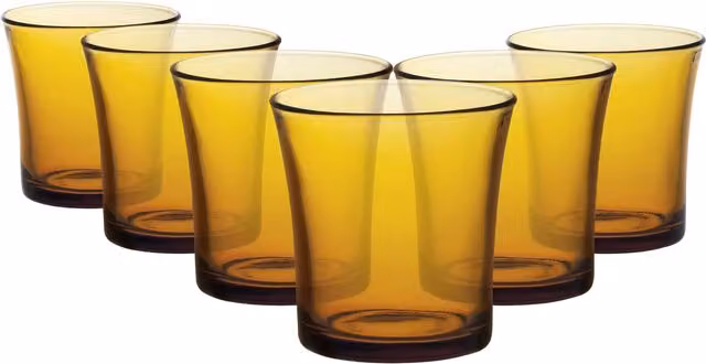 Duralex Lys Amber Tumbler Glasses, 210ml, Pack of 6