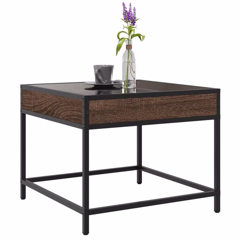 Berkfield Home Infinity LED Coffee Table in Brown Oak, W/D/H: 50 x 50 x 41 cm – 3