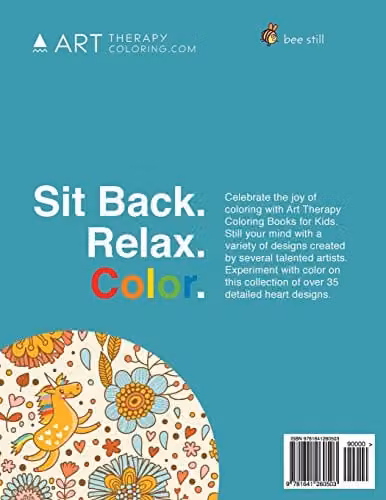 Art Therapy Colouring: Heart Patterns with Owls, Birds, Butterflies, Cats, Dogs, Bears and Unicorns for Kids – 2
