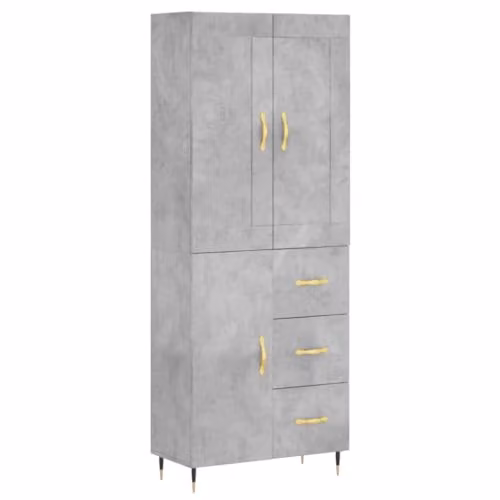 vidaXL Modern Highboard in Grey with Hinged Doors and Internal Shelves, W/D/H: 69.5 x 34 x 180 cm – 1