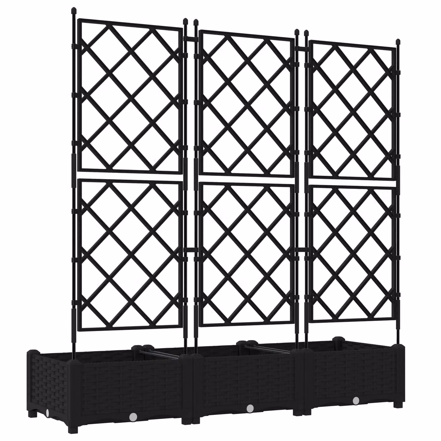 Berkfield Home Garden Planter with Trellis, 3 Piece Set, Black, W: 120 cm, D: 40 cm, H: 125.5 cm – 4