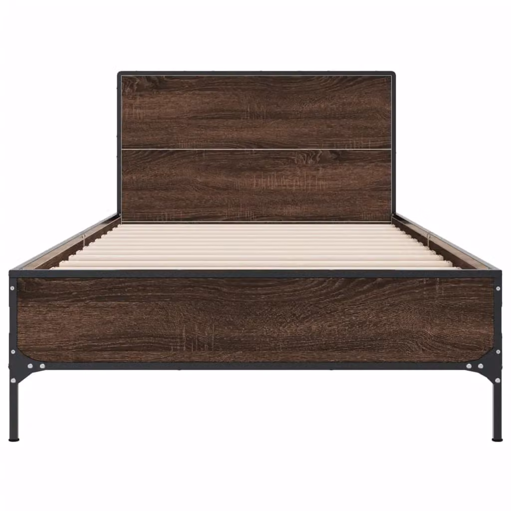 Berkfield Home Bed Frame in Brown Oak, W/D/H: 100 x 200 cm – 3