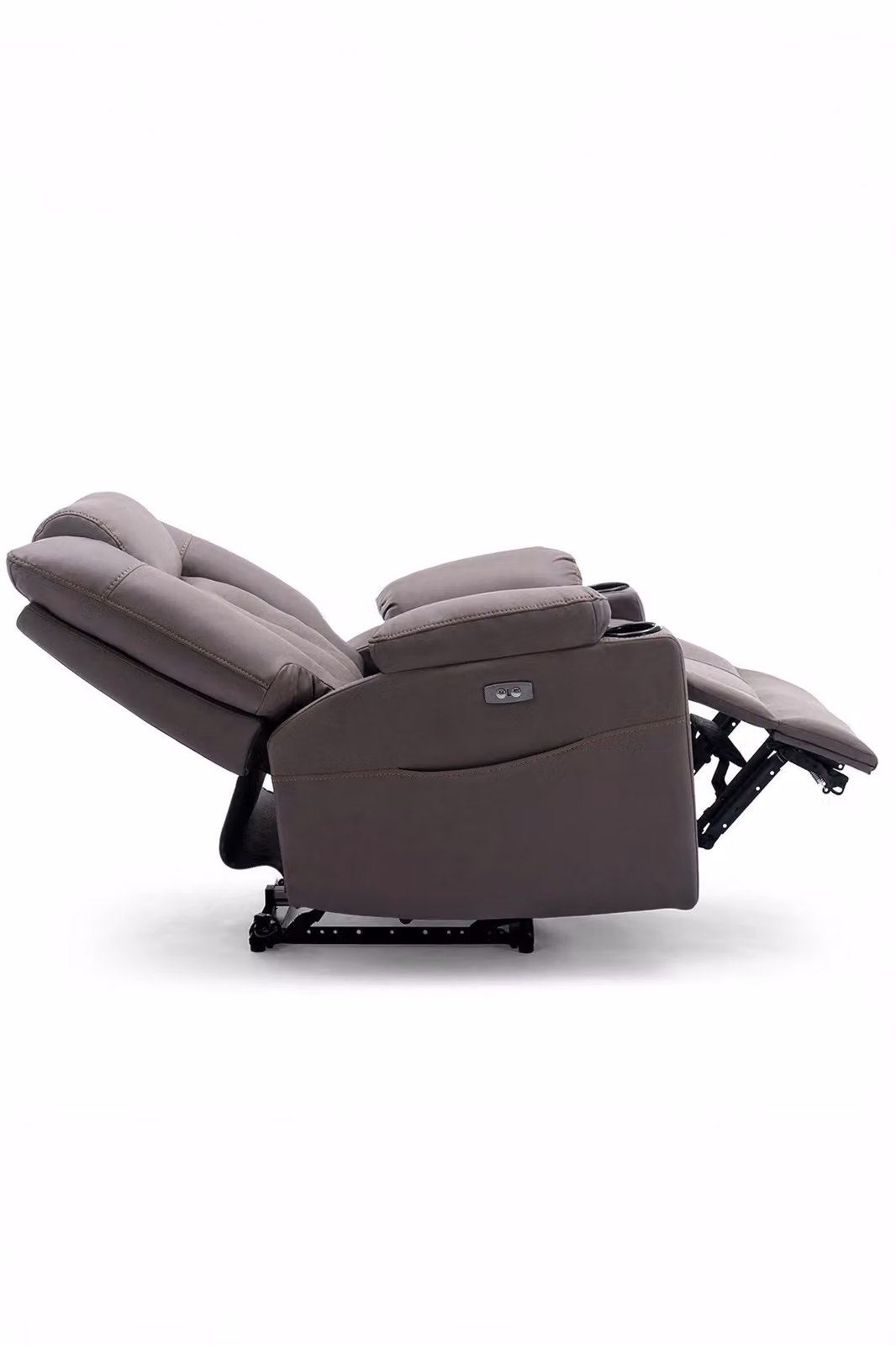More4Homes Afton Electric Fabric Auto Recliner Armchair with USB in Brown – 4
