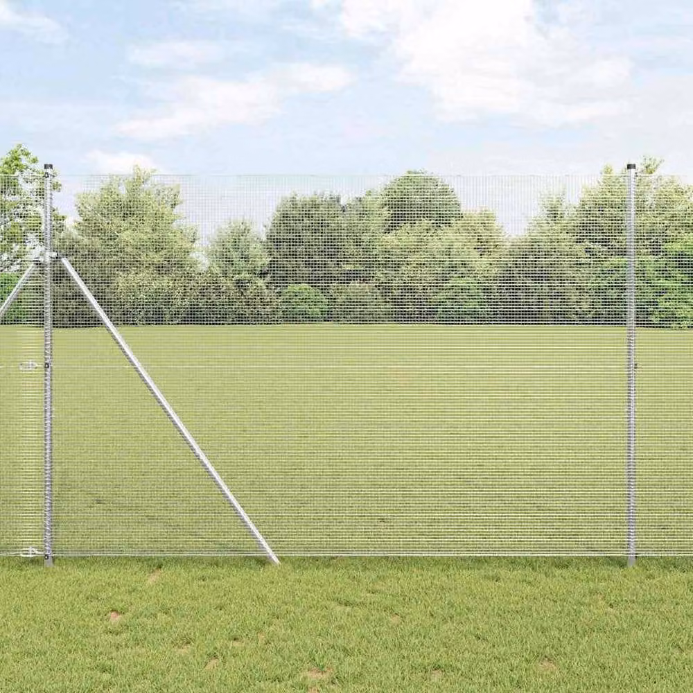 Berkfield Home Modern Welded Wire Fence, Galvanised Steel, Silver, H: 150 cm x L: 50 m – 1
