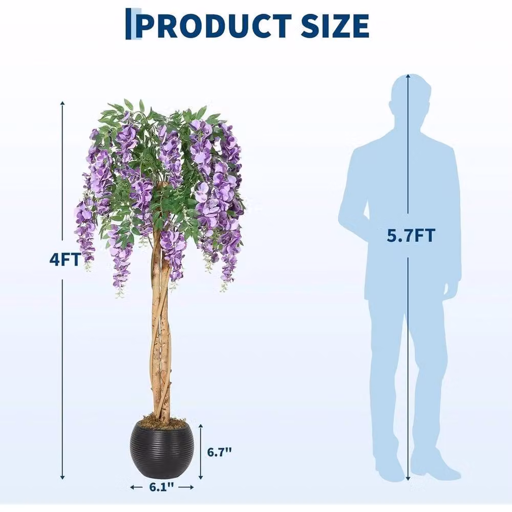 VOGREX 4ft Artificial Purple Blossom Tree with Green Mossy Boughs – 2