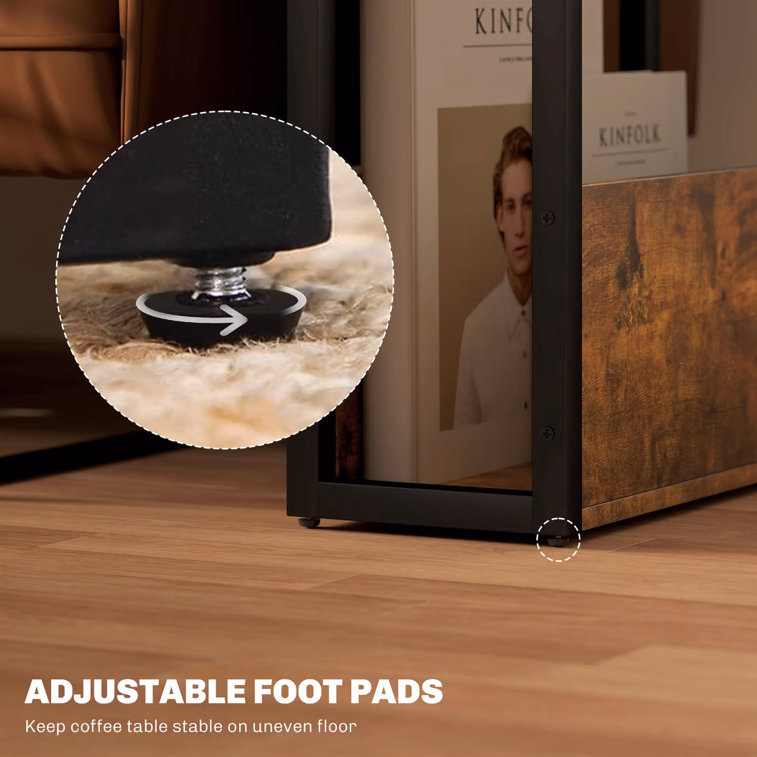 HOMCOM Industrial-Style Side Table in Black and Brown – 5