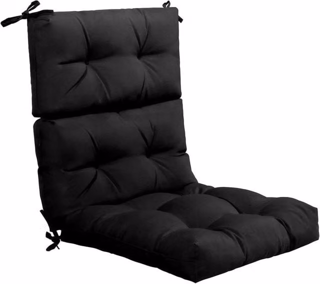 Havendro Thick Sponge High Back Patio Chair Cushions with Tie Straps in Black – 1