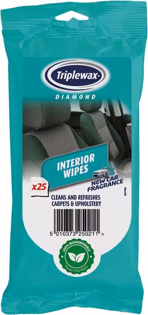 Triplewax Diamond Turquoise Upholstery Wipes, Pack of 25