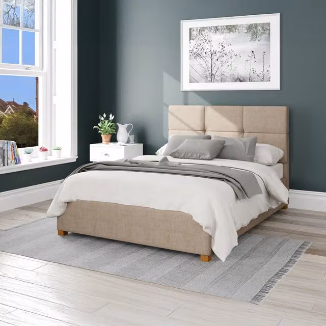 Aspire Modern Upholstered Ottoman Storage Bed with Lift Up Base in Brown and Yellow, W/D/H: 90 x 200 cm