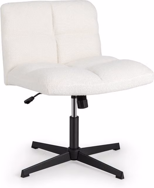 Costway Armless Swivel Task Chair in White with Height Adjustment and Castors – 1