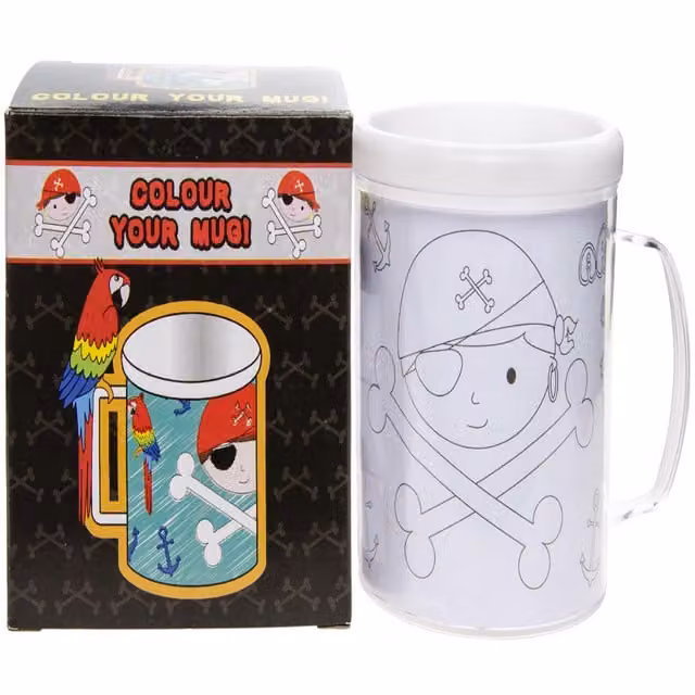 LG-Imports Pirate Theme Colour Your Own Mug, White