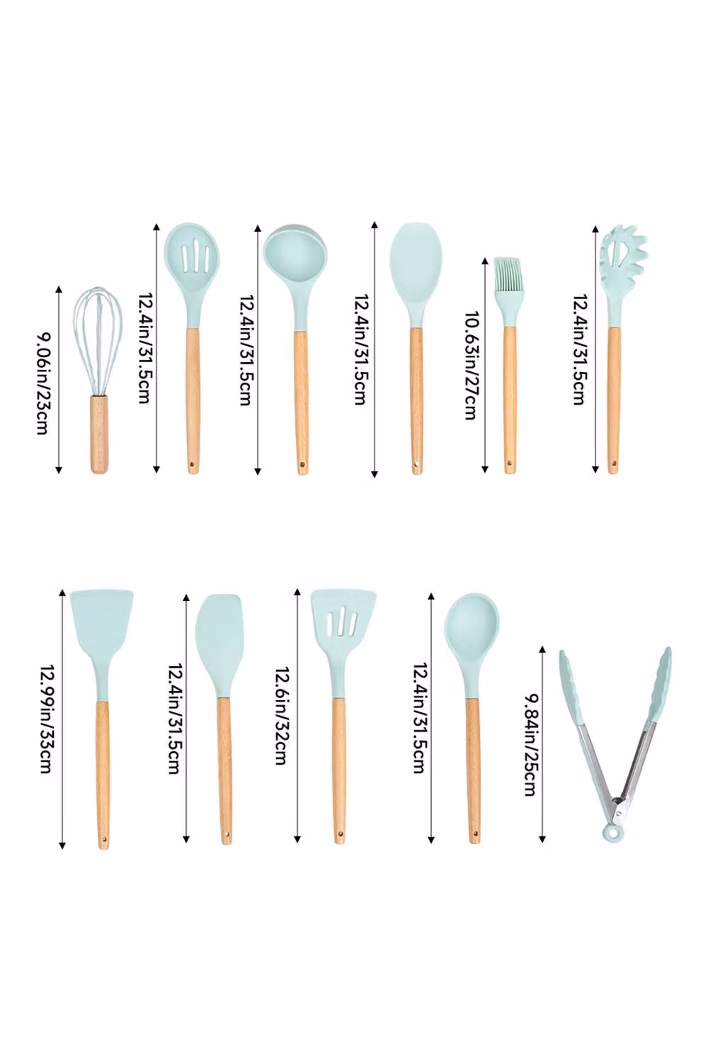 Living and Home 11 Piece Silicone Kitchen Utensil and Nonstick Cookware Set in Turquoise – 2