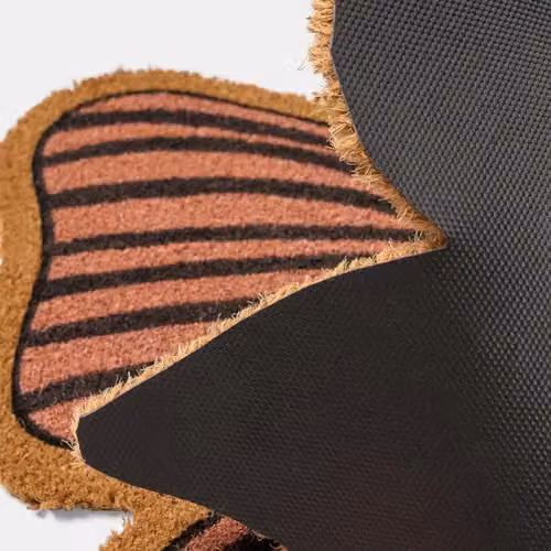 OHS Bow Shaped Coir Doormat, Non-Slip Pink and Brown, W: 50 cm, D: 60 cm – 4