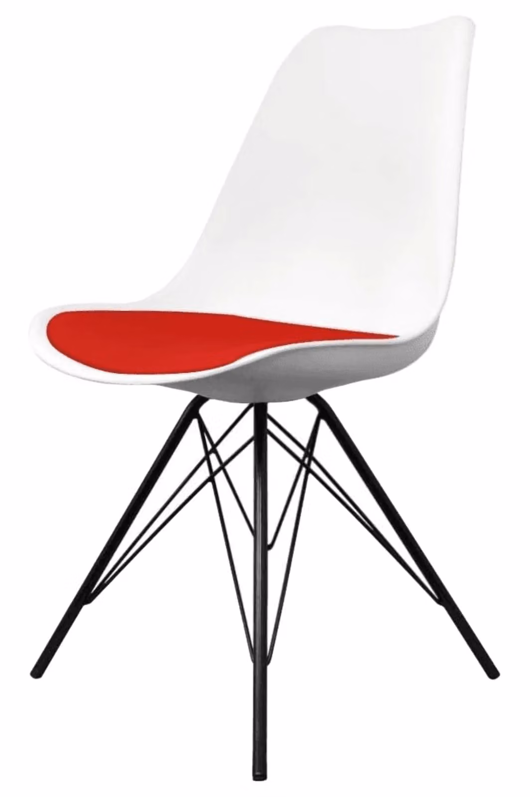 Fusion Living Soho Red Plastic Dining Chair with Black Metal Legs – 2