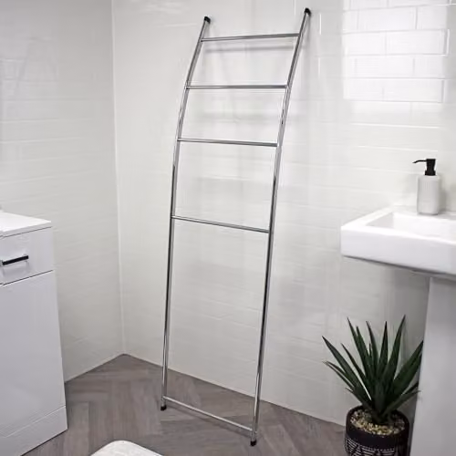Showerdrape Apex Chrome Freestanding Metal Towel Ladder in Silver, W: 44 cm, H: 155 cm – 3
