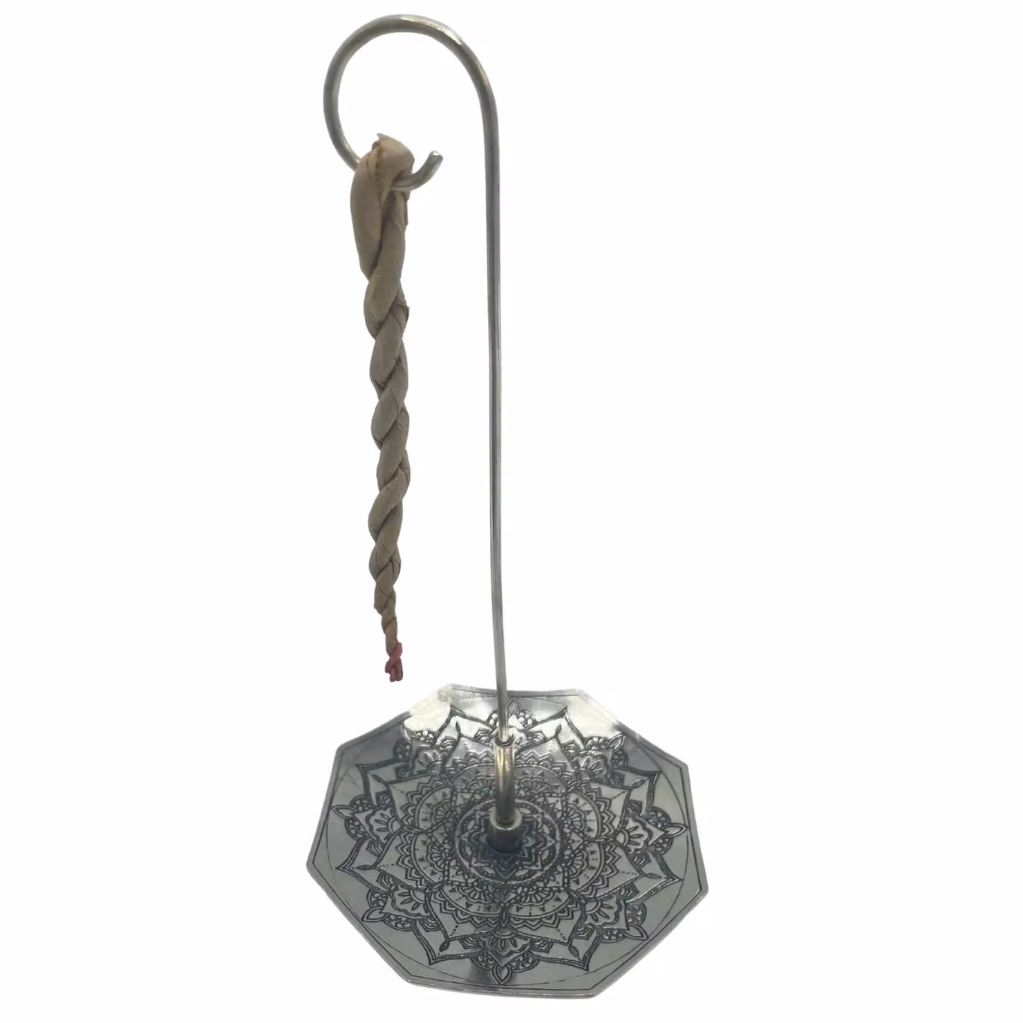 KDMD Silver Plated Mandala Flower Rope Incense Stick Holder Set – 3