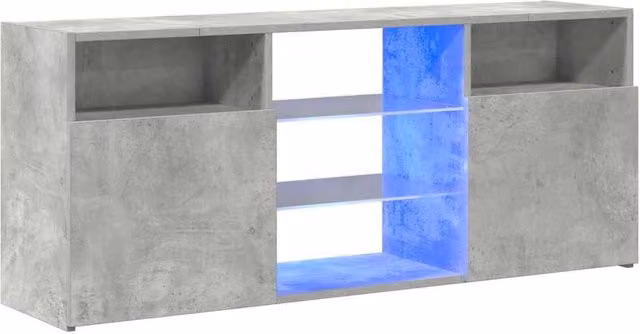 Berkfield Home Modern TV Cabinet with LED Lights in Concrete Grey, W/D/H: 120 x 30 x 50 cm
