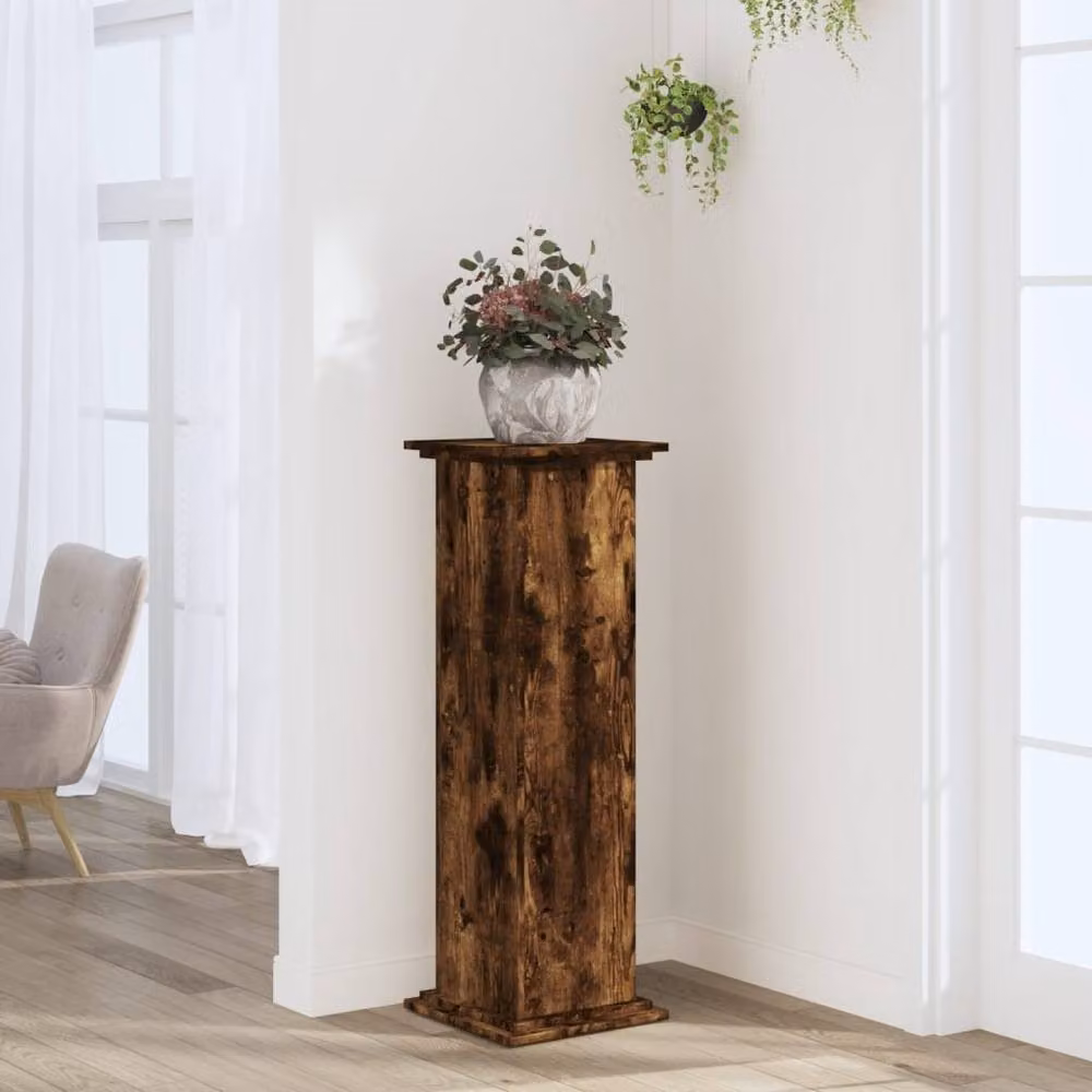 Berkfield Home Smoked Oak Plant Stand in Brown, W/D/H: 33 x 33 x 100 cm – 2