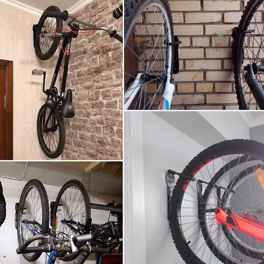 Hinsinc 3-Piece Wall Mounted Bike Hook Storage Rack in Black, W: 1000 cm, H: 52 cm – 4