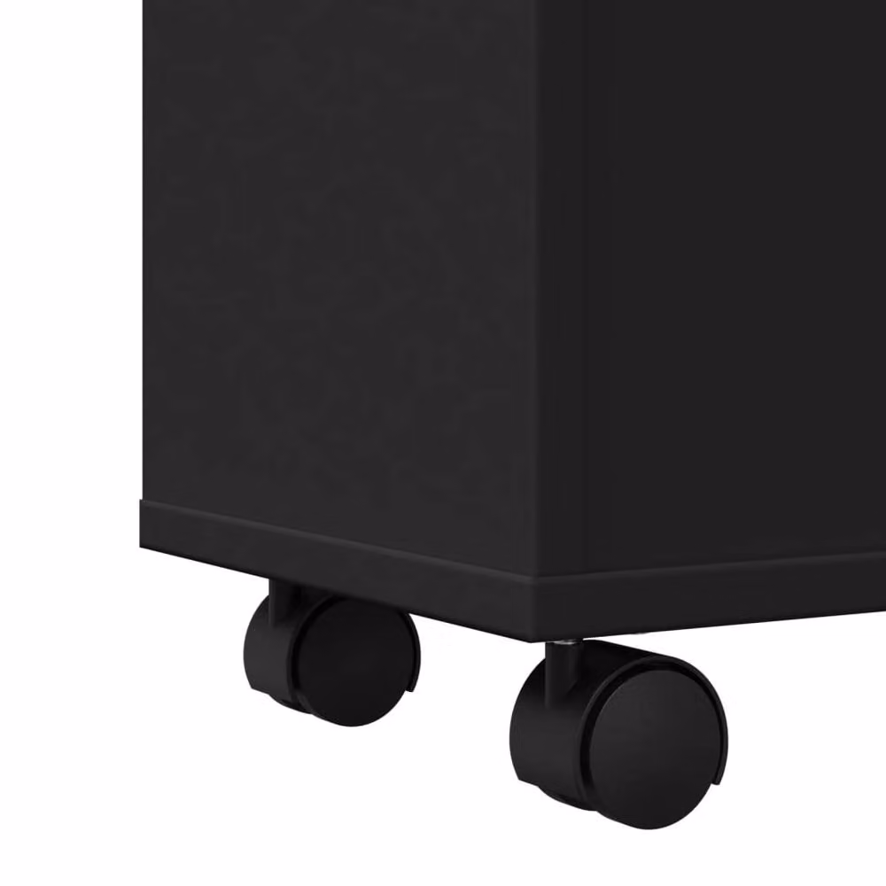 Berkfield Home Narrow Bathroom Cabinet with Wheels in Black Matt MDF, H: 65 cm, W: 23 cm, D: 33 cm – 3