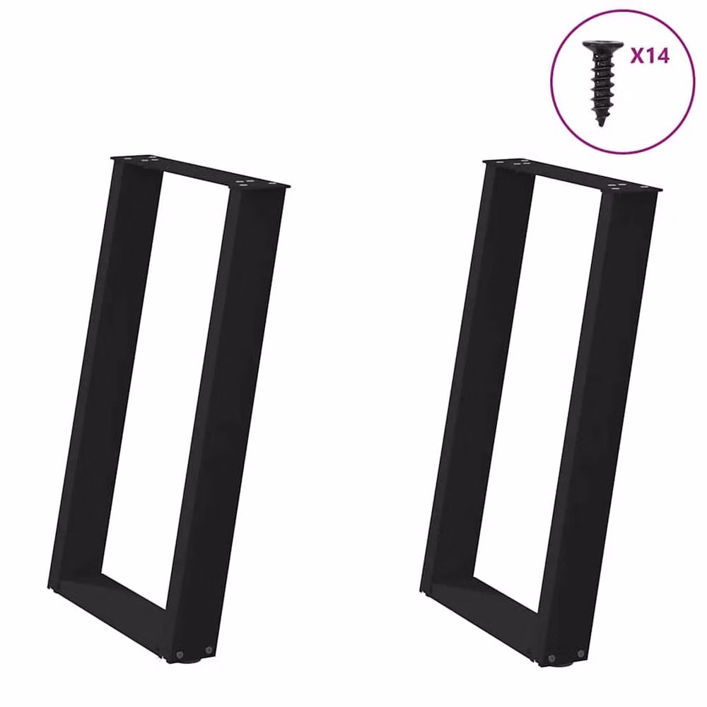 Berkfield Home Modern vidXL U-Shaped Dining Table Legs, 2 Pieces, Black, H: 72-73 cm x W: 60 cm – 1