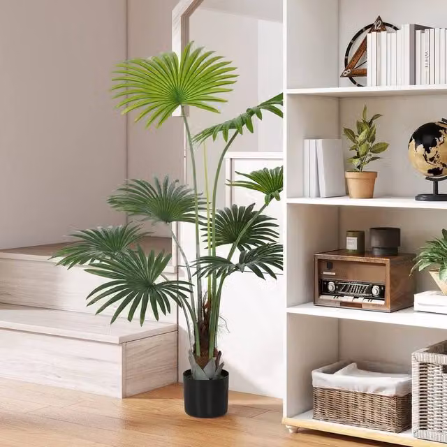 EONLION Green Decorative Artificial Palm Tree Tabletop Plant, W/D/H: 18 x 18 x 15 cm – 1