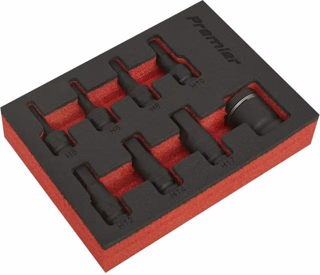 Loops 8 Piece Premium Hex Impact Socket Bit Set in Black and Multicolour, 3/8 inch Sq Drive with Quick Change Adaptor, Made from Chrome Molybdenum Steel – 1