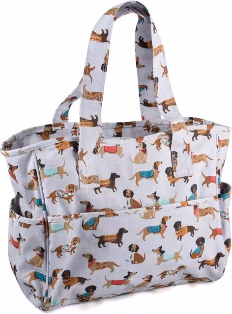 Hobbygift Matt PVC Sausage Dog Craft Bag in White and Multicolour