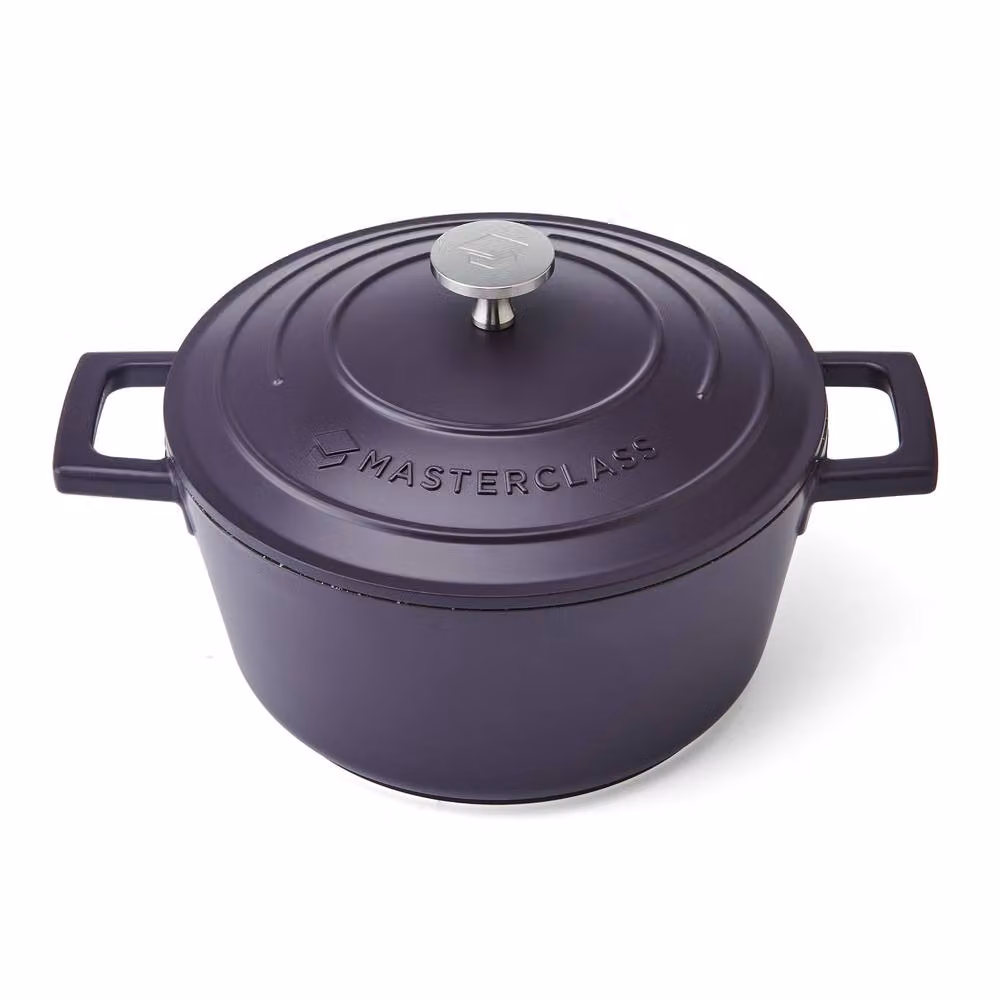 MasterClass Set of 2 Non-Stick Cast Aluminium Casserole Dishes in Purple Aubergine – 4
