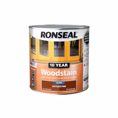 Ronseal 10 Year Woodstain Antique Pine, 2.5L, Brown, Weatherproof and Water Repellent – 2