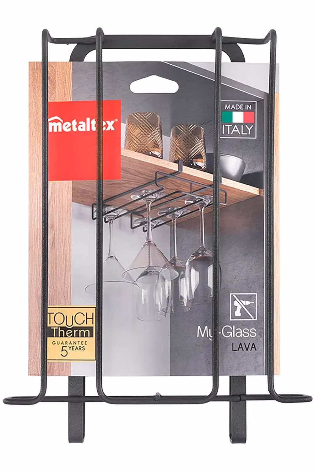 Metaltex My Glass Lava Hanging Wine Glass Rack in Black – 4