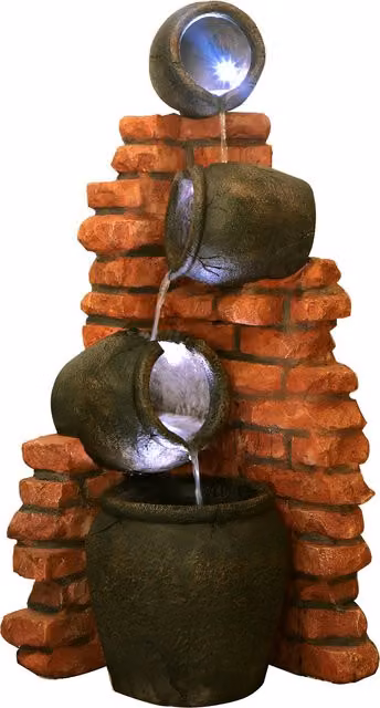 Primrose Classic Cascading Ceramic Tabletop Water Feature in Brown