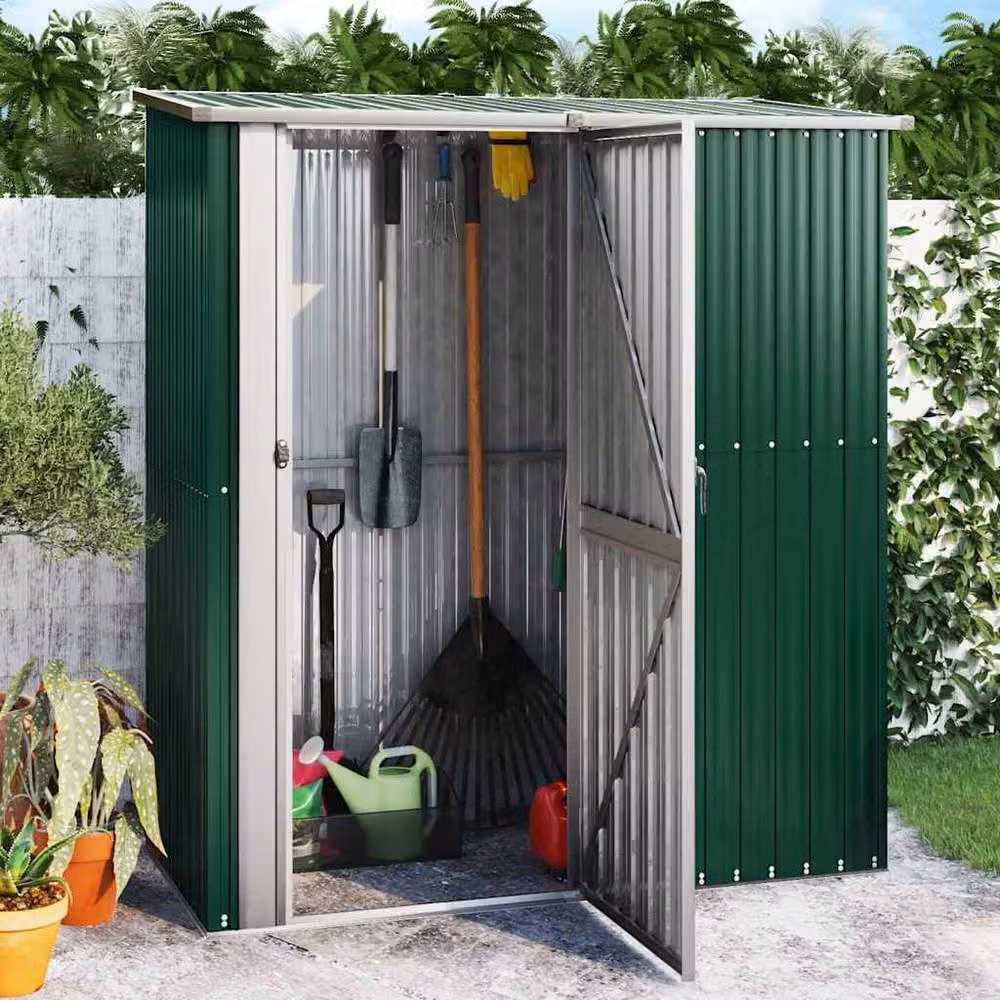 Berkfield Green Garden Shed in Galvanised Steel, W/D/H: 180.5 x 97 x 209.5 cm – 2