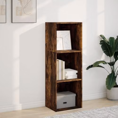 vidaXL Rustic Smoked Oak Bookcase in Brown, W/D/H: 40 x 30 x 114 cm – 2