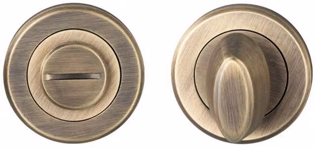 Loops Antique Brass Thumbturn Lock and Release Handle with Bevelled Edge and Concealed Fixings
