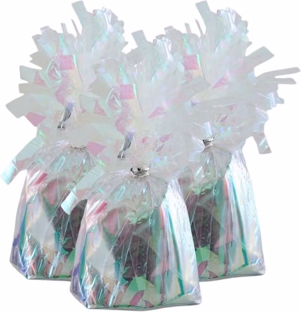 Kingsbury Gifts Pack of 4 Iridescent Balloon Weights in White and Multicolour for Weddings, Birthdays and Parties