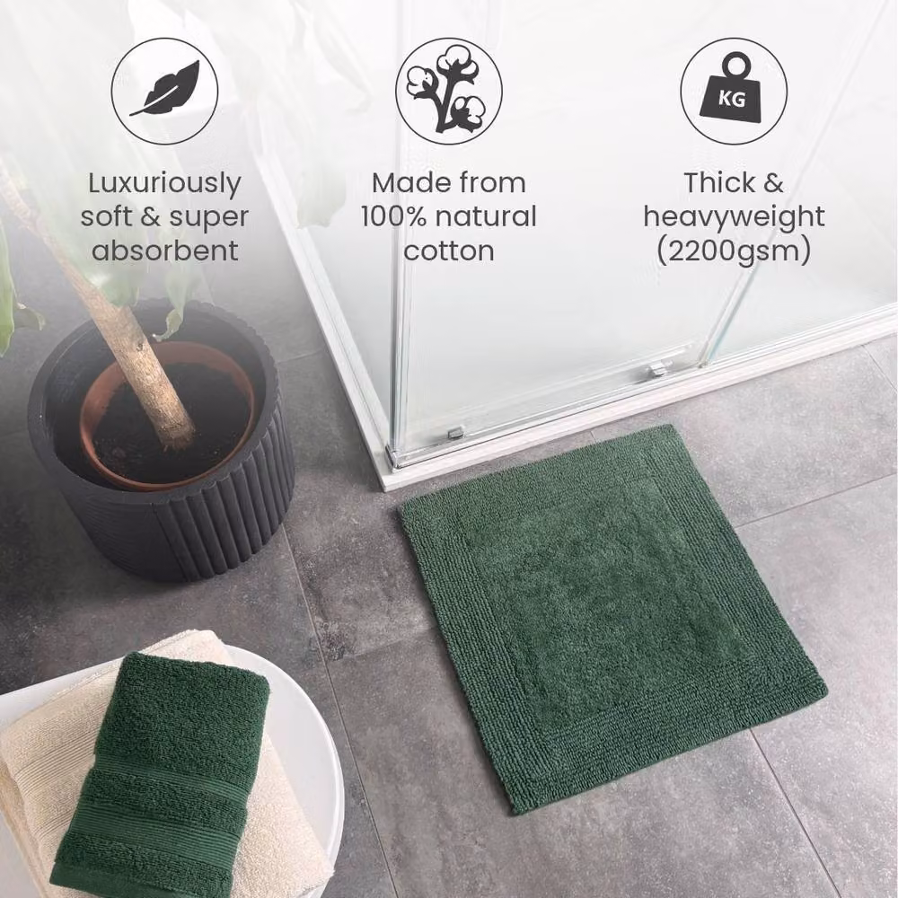 Allure Bath Fashions Reversible Heavyweight Cotton Square Shower Mat in Green, 55 x 55 cm – 4