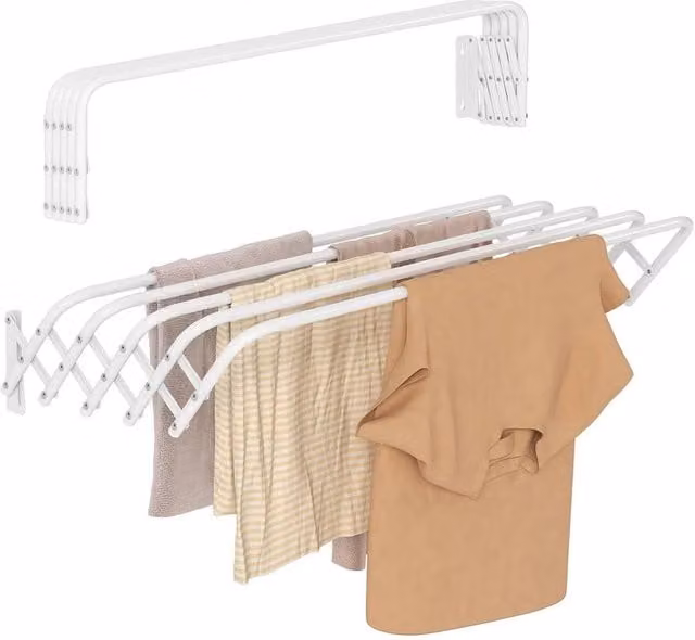 Havendro Extendible Wall Mounted Clothes Dryer in White, W: 100 cm, H: 60 cm, D: 18.5 cm – 1