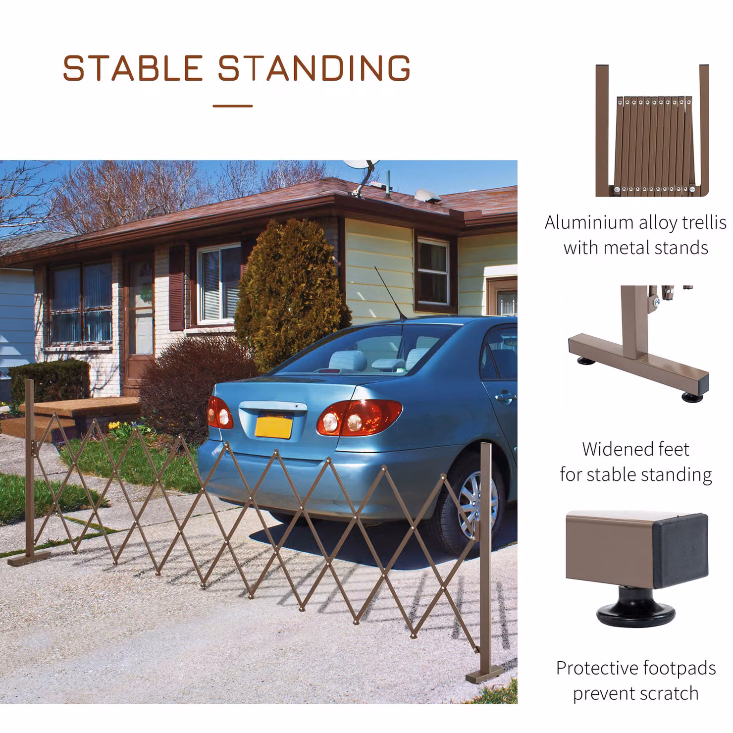 Outsunny Set of 2 Expanding Aluminium Garden Picket Fences, Dark Brown, W: 300 cm, H: 103.5 cm – 4