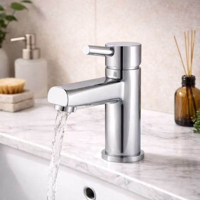 Bathroom Kingdom Premier Single Lever Chrome Basin Mixer Tap in Silver