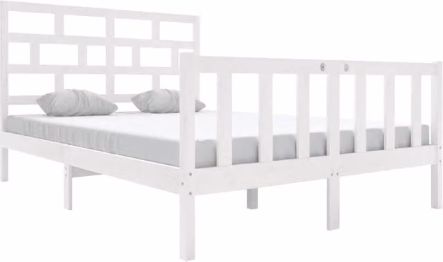 Berkfield Home White Solid Wood Pine Bed Frame, W/D/H: 120 x 200 cm – 1