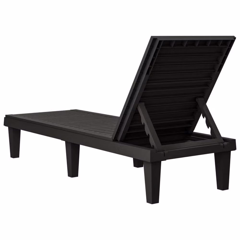 Berkfield Home Sun Lounger in Black with Adjustable Headrest, W/D/H: 155 x 58 x 83 cm – 3