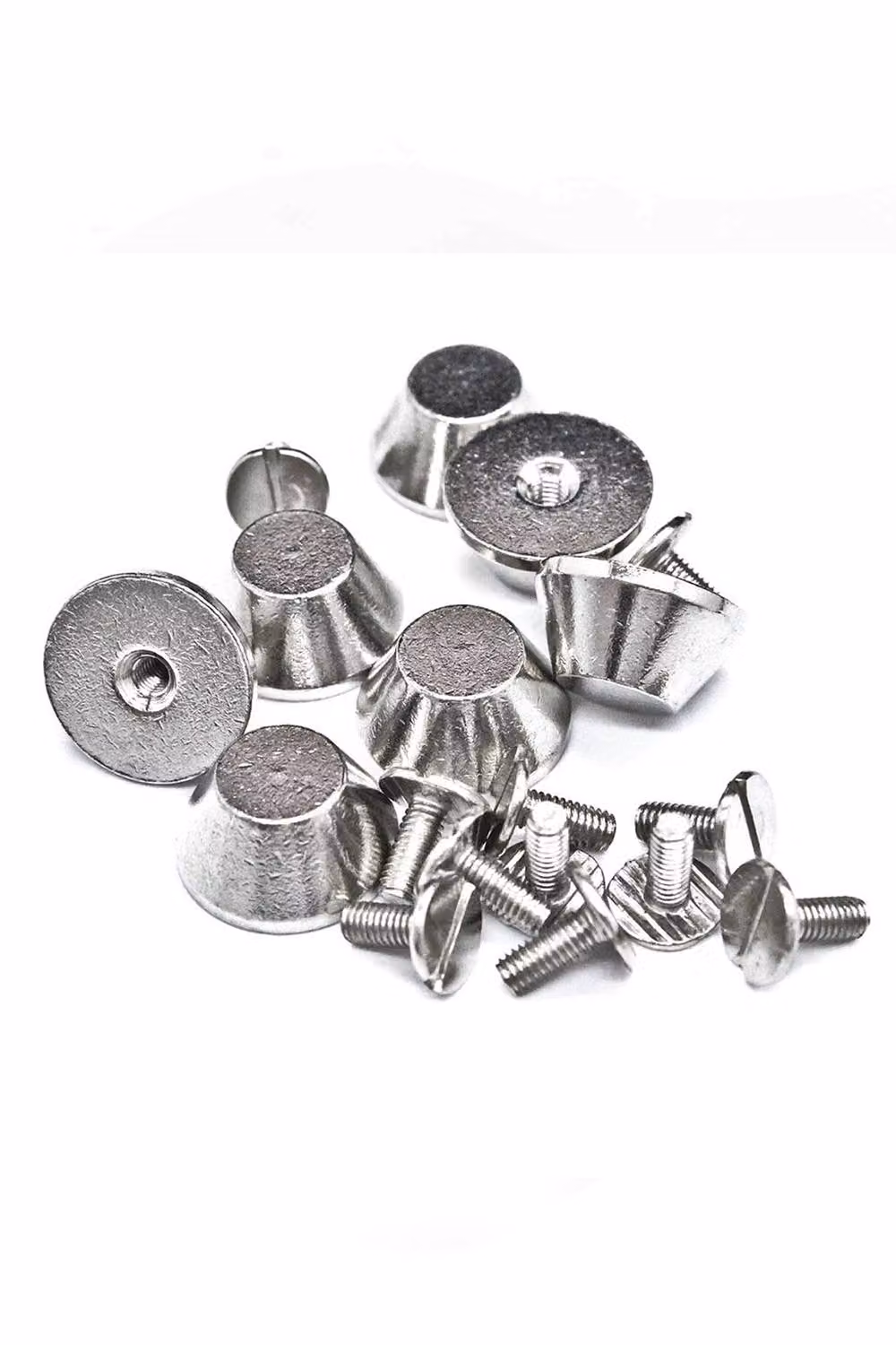 Neel Blue 10mm Mushroom Spike Screwback Flat Head Studs Rivets, 50 Pieces in Silver and Blue Brass – 2
