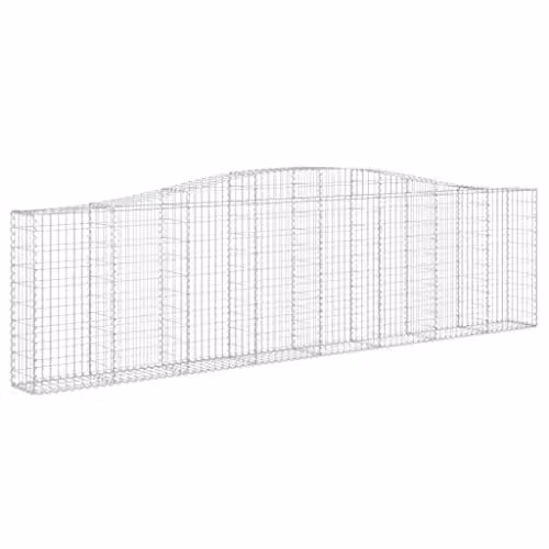 vidaXL 2x Arched Gabion Basket Cage Mesh Wire Stone Baskets in Silver Galvanised Steel for Outdoor Gardens and Retaining Walls, W/D/H: 400 x 30 x 100/120 cm