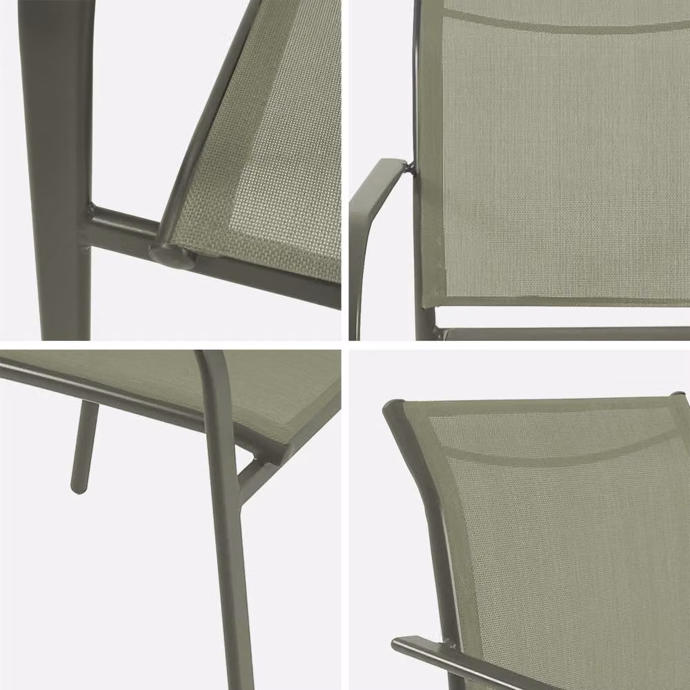 sweeek Set of 2 Modern Garden Armchairs in Aluminium and Textilene, Green – 3