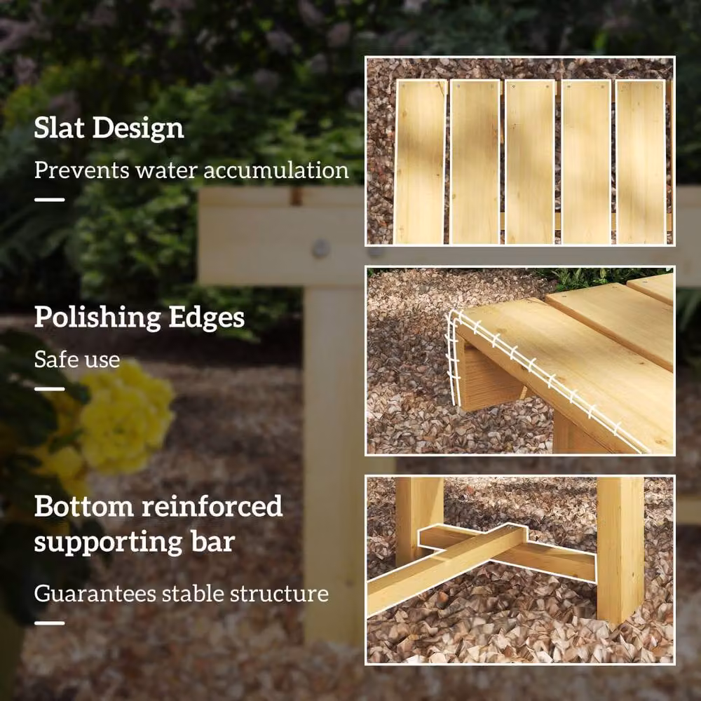 Wyld Haus Nika 2 Seater Wood Garden Bench in Natural, W: 110 cm, D: 38 cm, H: 35 cm – 6